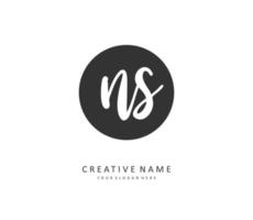 N S NS Initial letter handwriting and  signature logo. A concept handwriting initial logo with template element. vector