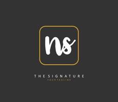 N S NS Initial letter handwriting and  signature logo. A concept handwriting initial logo with template element. vector