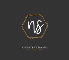 N S NS Initial letter handwriting and  signature logo. A concept handwriting initial logo with template element. vector