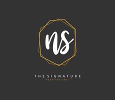 N S NS Initial letter handwriting and  signature logo. A concept handwriting initial logo with template element. vector