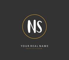 N S NS Initial letter handwriting and  signature logo. A concept handwriting initial logo with template element. vector