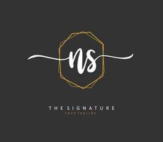 N S NS Initial letter handwriting and  signature logo. A concept handwriting initial logo with template element. vector