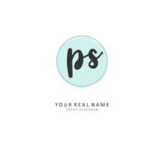 P S PS Initial letter handwriting and  signature logo. A concept handwriting initial logo with template element. vector