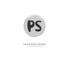 P S PS Initial letter handwriting and  signature logo. A concept handwriting initial logo with template element. vector