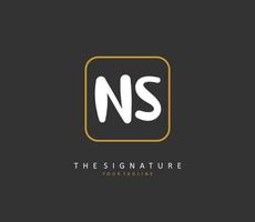 N S NS Initial letter handwriting and  signature logo. A concept handwriting initial logo with template element. vector