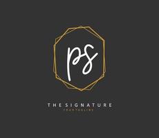 P S PS Initial letter handwriting and  signature logo. A concept handwriting initial logo with template element. vector