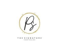 P S PS Initial letter handwriting and  signature logo. A concept handwriting initial logo with template element. vector