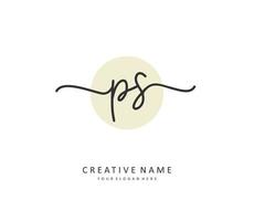 P S PS Initial letter handwriting and  signature logo. A concept handwriting initial logo with template element. vector