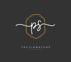 P S PS Initial letter handwriting and  signature logo. A concept handwriting initial logo with template element. vector