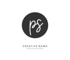 P S PS Initial letter handwriting and  signature logo. A concept handwriting initial logo with template element. vector