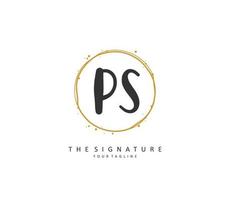 P S PS Initial letter handwriting and  signature logo. A concept handwriting initial logo with template element. vector