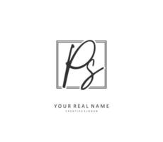 P S PS Initial letter handwriting and  signature logo. A concept handwriting initial logo with template element. vector