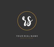 R S RS Initial letter handwriting and  signature logo. A concept handwriting initial logo with template element. vector