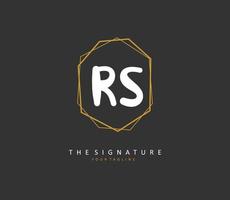 R S RS Initial letter handwriting and  signature logo. A concept handwriting initial logo with template element. vector