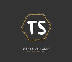 T S TS Initial letter handwriting and  signature logo. A concept handwriting initial logo with template element. vector