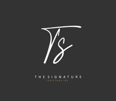 T S TS Initial letter handwriting and  signature logo. A concept handwriting initial logo with template element. vector