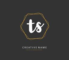 T S TS Initial letter handwriting and  signature logo. A concept handwriting initial logo with template element. vector