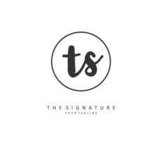 T S TS Initial letter handwriting and  signature logo. A concept handwriting initial logo with template element. vector