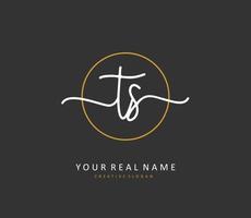 T S TS Initial letter handwriting and  signature logo. A concept handwriting initial logo with template element. vector