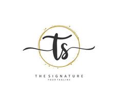 T S TS Initial letter handwriting and  signature logo. A concept handwriting initial logo with template element. vector