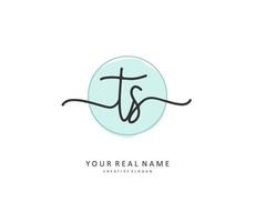 T S TS Initial letter handwriting and  signature logo. A concept handwriting initial logo with template element. vector