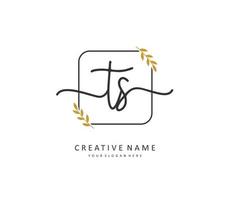 T S TS Initial letter handwriting and  signature logo. A concept handwriting initial logo with template element. vector