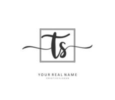 T S TS Initial letter handwriting and  signature logo. A concept handwriting initial logo with template element. vector