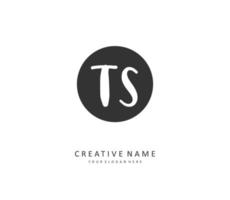 T S TS Initial letter handwriting and  signature logo. A concept handwriting initial logo with template element. vector