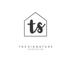 T S TS Initial letter handwriting and  signature logo. A concept handwriting initial logo with template element. vector