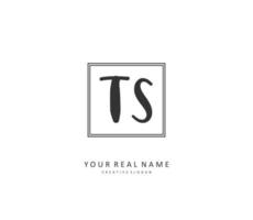 T S TS Initial letter handwriting and  signature logo. A concept handwriting initial logo with template element. vector