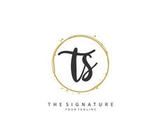 T S TS Initial letter handwriting and  signature logo. A concept handwriting initial logo with template element. vector