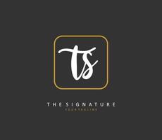 T S TS Initial letter handwriting and  signature logo. A concept handwriting initial logo with template element. vector
