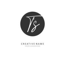 T S TS Initial letter handwriting and  signature logo. A concept handwriting initial logo with template element. vector