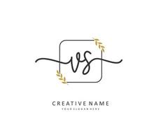 V S VS Initial letter handwriting and  signature logo. A concept handwriting initial logo with template element. vector