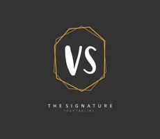 V S VS Initial letter handwriting and  signature logo. A concept handwriting initial logo with template element. vector