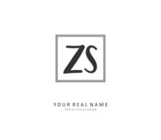 Z S ZS Initial letter handwriting and  signature logo. A concept handwriting initial logo with template element. vector