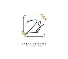 Z S ZS Initial letter handwriting and  signature logo. A concept handwriting initial logo with template element. vector