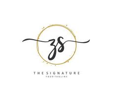 Z S ZS Initial letter handwriting and  signature logo. A concept handwriting initial logo with template element. vector