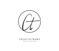 C T CT Initial letter handwriting and  signature logo. A concept handwriting initial logo with template element. vector