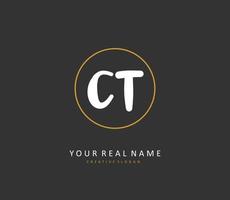 C T CT Initial letter handwriting and  signature logo. A concept handwriting initial logo with template element. vector