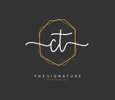 C T CT Initial letter handwriting and  signature logo. A concept handwriting initial logo with template element. vector