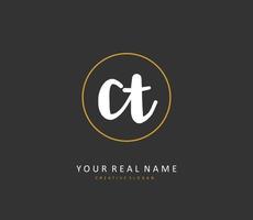 C T CT Initial letter handwriting and  signature logo. A concept handwriting initial logo with template element. vector