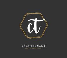 C T CT Initial letter handwriting and  signature logo. A concept handwriting initial logo with template element. vector