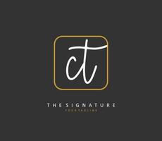 C t Connecticut inicial letra escritura y firma logo. un concepto escritura inicial logo con modelo elemento. vector