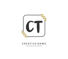 C T CT Initial letter handwriting and  signature logo. A concept handwriting initial logo with template element. vector