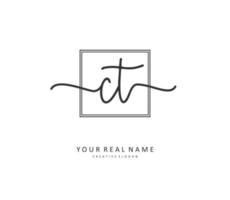 C T CT Initial letter handwriting and  signature logo. A concept handwriting initial logo with template element. vector