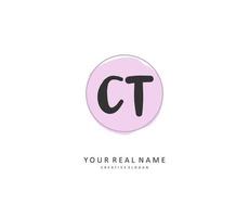 C T CT Initial letter handwriting and  signature logo. A concept handwriting initial logo with template element. vector