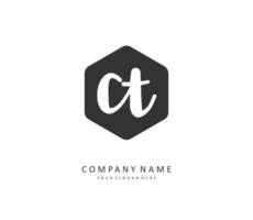 C T CT Initial letter handwriting and  signature logo. A concept handwriting initial logo with template element. vector