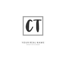 C T CT Initial letter handwriting and  signature logo. A concept handwriting initial logo with template element. vector
