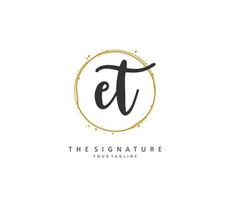 E T ET Initial letter handwriting and  signature logo. A concept handwriting initial logo with template element. vector